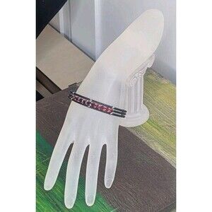 Garnet Cuff Bracelet In Black Stainless Steel